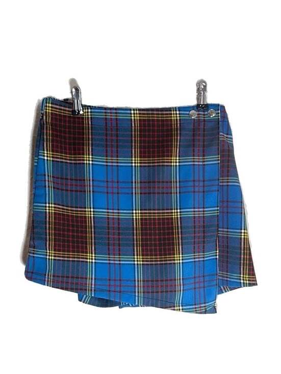 Truce Pants - Truce Blue and Red Plaid Tartan Wrap Skort Decorative Snaps, Girls 16